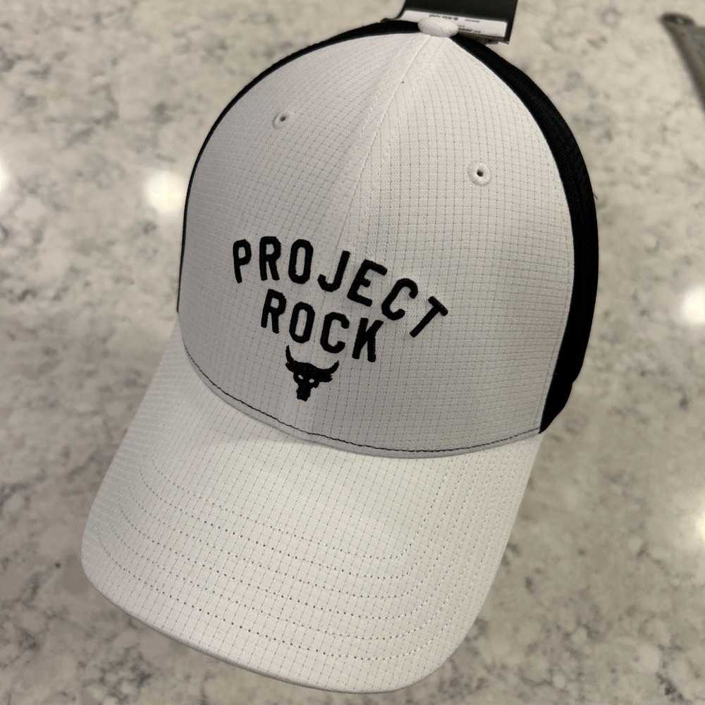 Under Armour Project Rock Men's Trucker Hat Snapback Cap White Black New W/ Tag